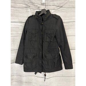 H&M Military-Style Utility Jacket With Hidden Hood Size 2